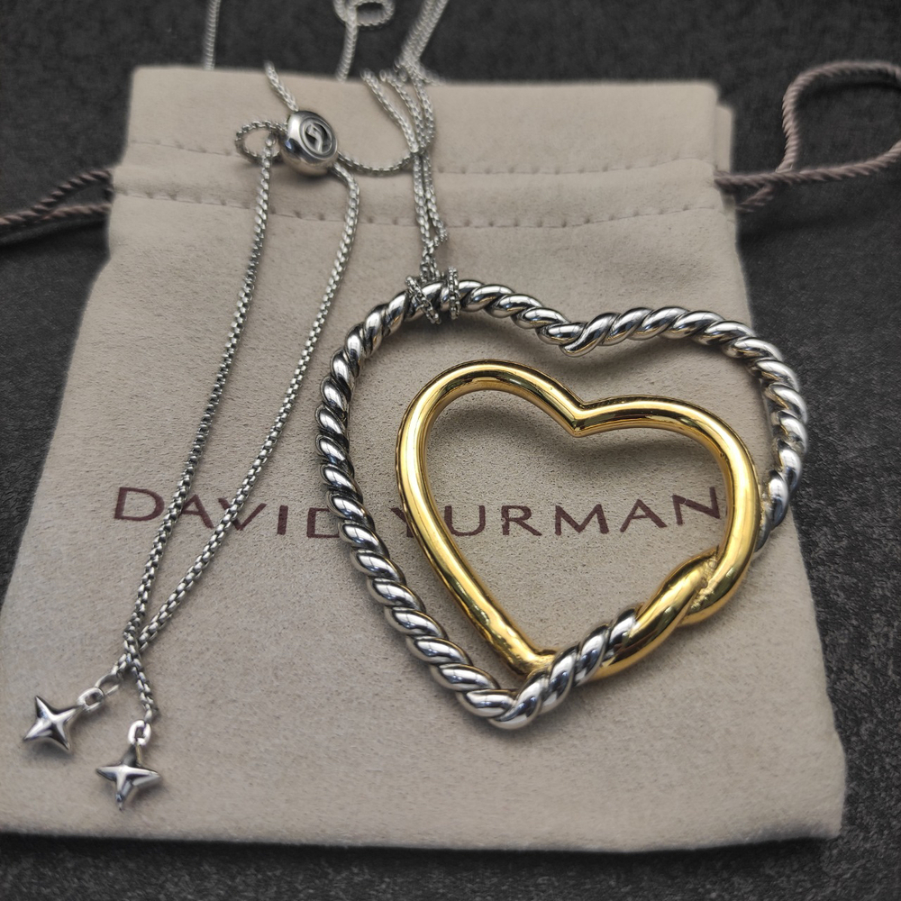 David Yurman Double Heart Color Separation Necklace